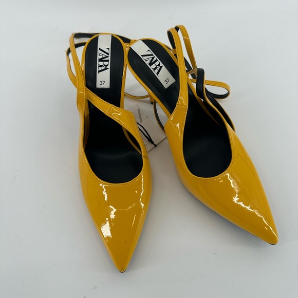 New Zara yellow lace up heel size 6.5 - Picture 1 of 4